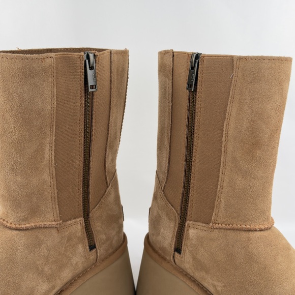 UGG Classic Twin Seam New Heights Platform Boots Chestnut Suede Sz 10 - Picture 7 of 11